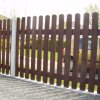 Stained Ribbed Round Top Open Picket in Concrete Posts - Lucan